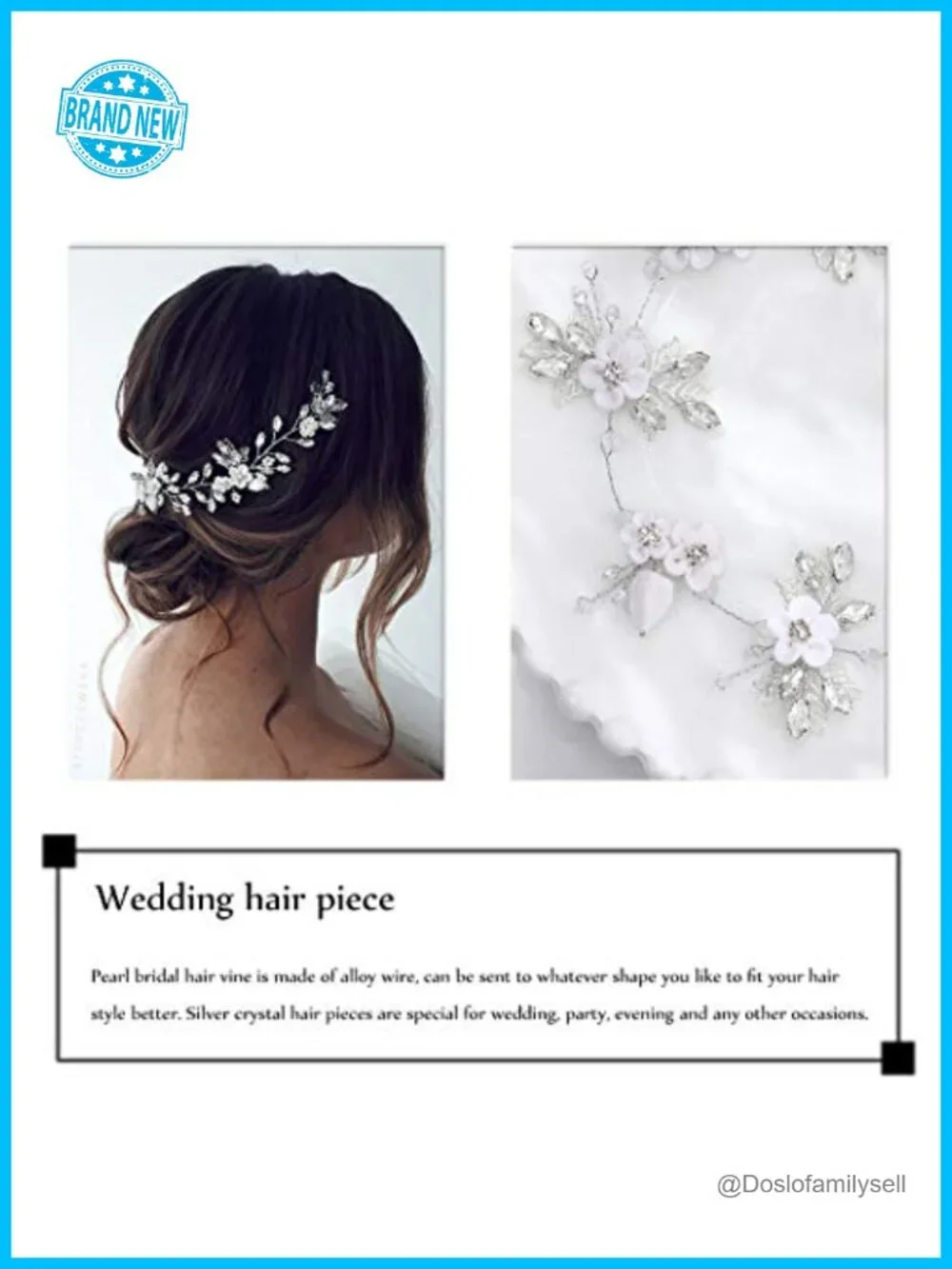 Silver Leaves Wedding Hair Vine Headpiece Crystal Hair Jewelry Rhinestone
